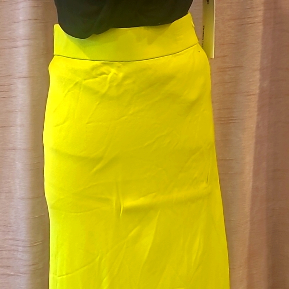 ZARA lime green midi skirt szL - Picture 2 of 5